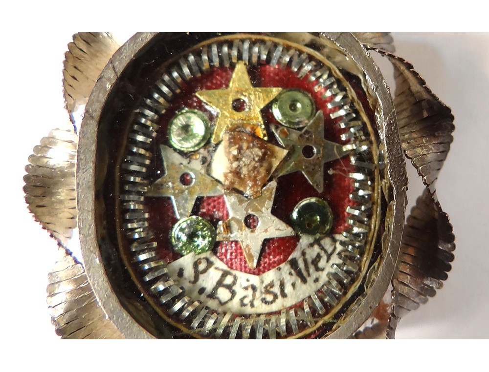 Reliquary pendant medallion St. Basil silver metal reliquary