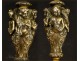 Pair of bronze candlesticks four seasons nineteenth