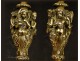 Pair of bronze candlesticks four seasons nineteenth