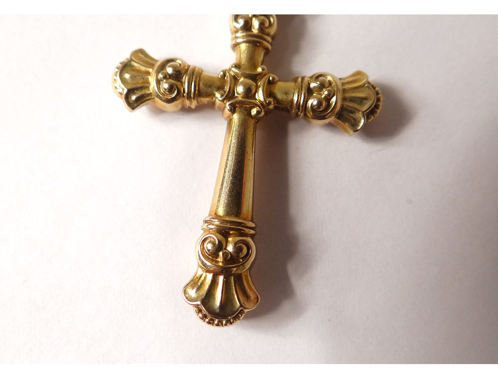 Cross pendant gold jewelry 9K solid gold cross twentieth century crowns
