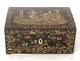 Boîte coffret russe bois laqué Lukutin personnages mongols incrustation 19è