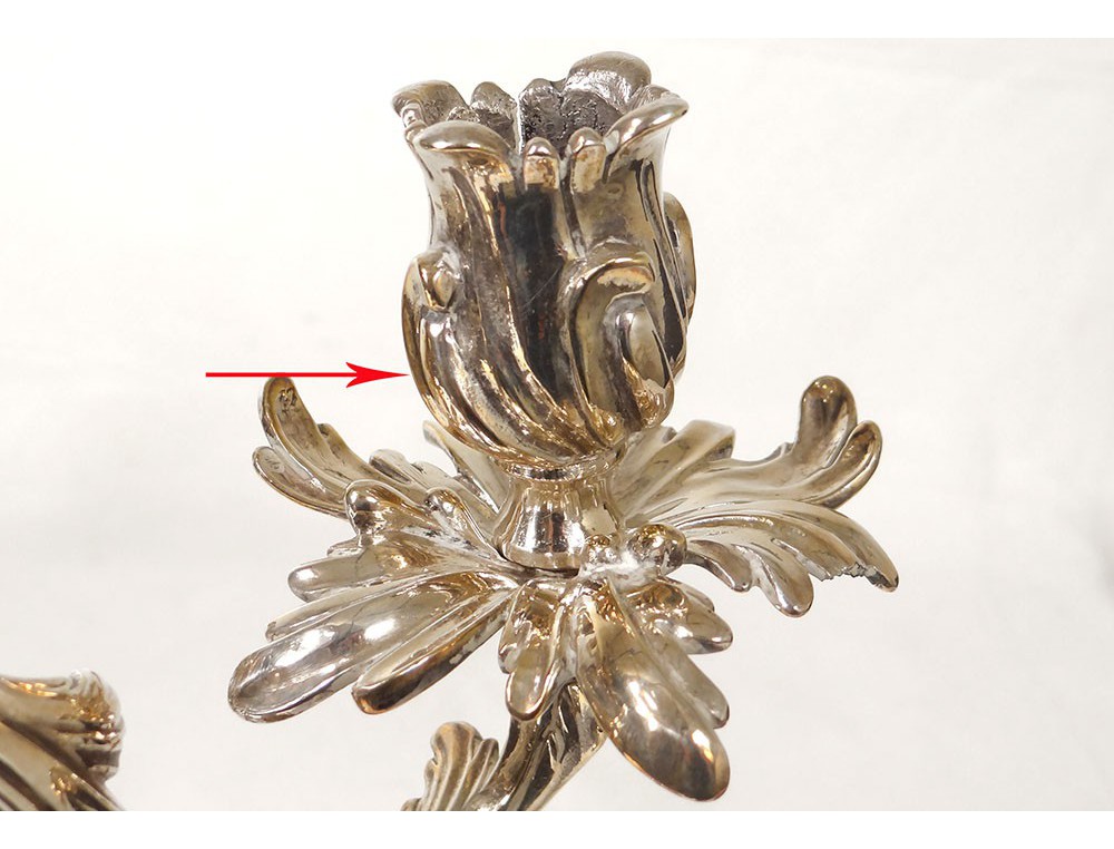 Pair Candlesticks Louis Xv Chandelier Silver 2 Bronze Pair Candlesticks Louis Xv Chandelier Silver 2 Bronze 18th Fires