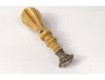 Silver metal stamp seal carved handle nineteenth century monogram