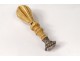 Silver metal stamp seal carved handle nineteenth century monogram