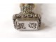 Silver metal stamp seal carved handle nineteenth century monogram