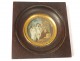 Miniature hand painted scene naughty frame blackened nineteenth century