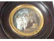 Miniature hand painted scene naughty frame blackened nineteenth century