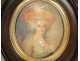 Watercolor miniature, Portrait of elegant woman with headdress adorned with feathers, nineteenth