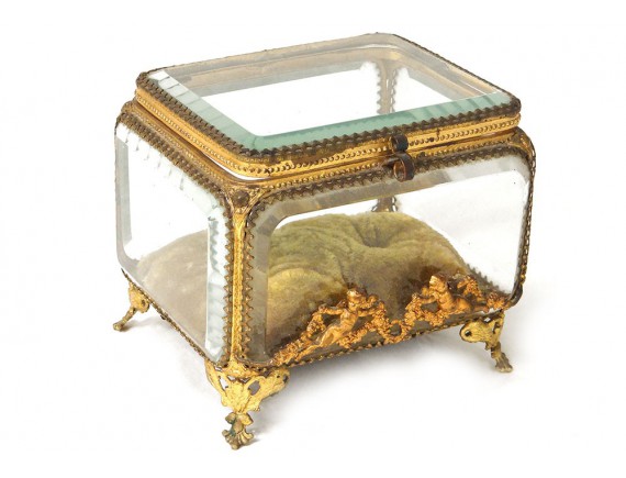 Coffret à Bijoux Vintage En Verre Et Laiton - Années 60-70 - Parfait Pour Collectionneurs Ou Décoration