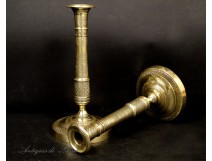 Pair of bronze candlestick first Empire nineteenth