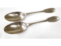 Pair spoons solid silver punch goldsmith Vannes Moreau 144G XVIII