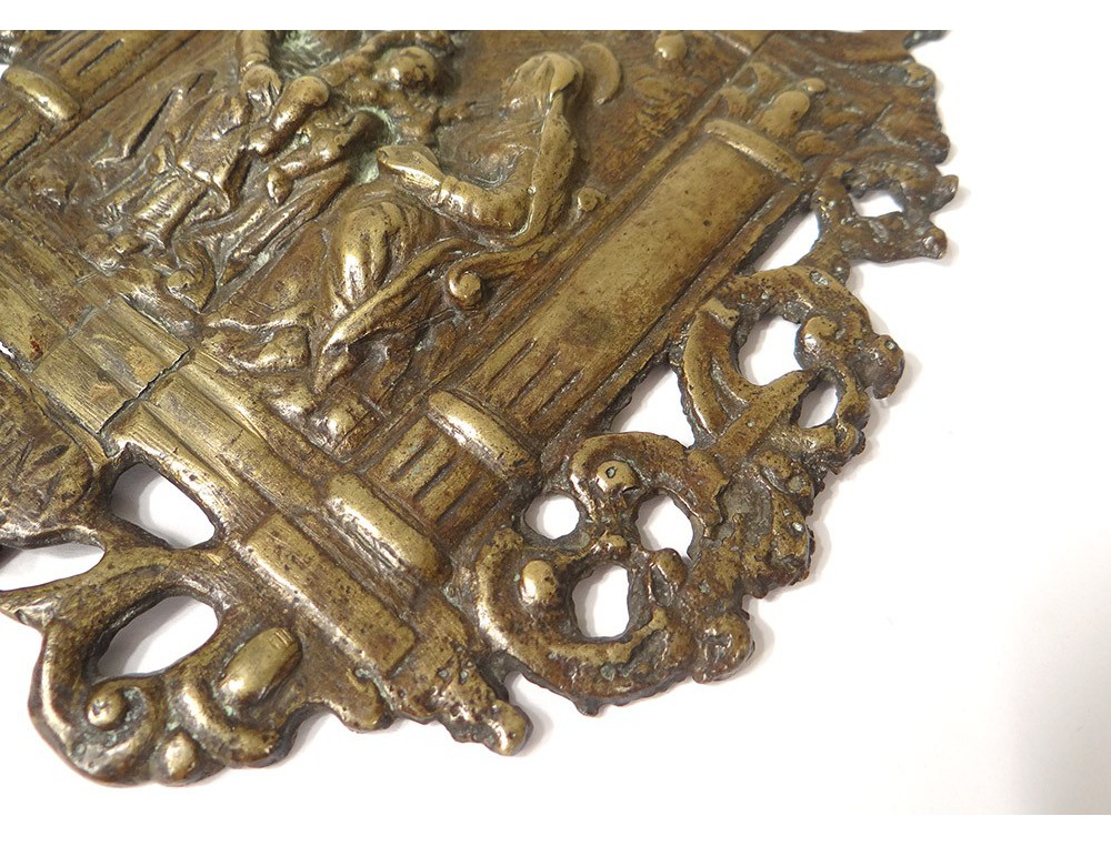 Plaque basrelief bronze SainteAnne Vierge Enfant Jésus Italie XVIIème