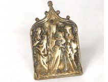 bas-relief bronze plaque kiss peace osculatoire Virgin Child Jesus XV