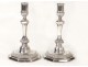 pair solid silver candlesticks Farmers General 18th Vannes arms blazon