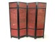 Chinese screen 4 leaves Cinnabar lacquer Cormomandel characters signed 19th