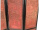 Chinese screen 4 leaves Cinnabar lacquer Cormomandel characters signed 19th