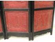 Chinese screen 4 leaves Cinnabar lacquer Cormomandel characters signed 19th