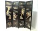 Chinese screen 4 leaves Cinnabar lacquer Cormomandel characters signed 19th