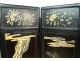 Chinese screen 4 leaves Cinnabar lacquer Cormomandel characters signed 19th