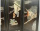 Chinese screen 4 leaves Cinnabar lacquer Cormomandel characters signed 19th