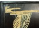 Chinese screen 4 leaves Cinnabar lacquer Cormomandel characters signed 19th
