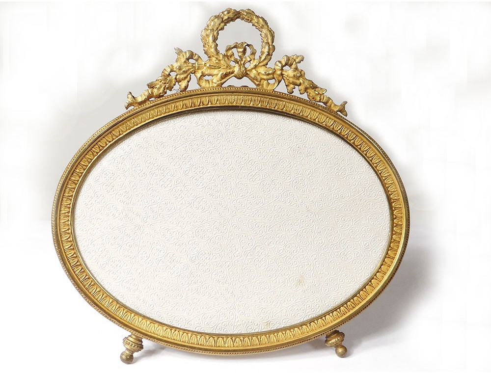 Ancien cadre photo laiton style Louis XVI 26x20 Ancien cadre photo laiton style Louis XVI 26x20