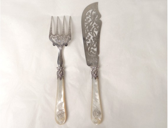 Superbe Lot De 6 Couteaux Anciens En Argent Massif Doré Hénin & Cie - Armoiries XIXème