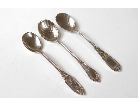Paire De Cuillères à Sel En Argent Massif – XIXe – Guilloché – Fait Main France