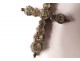 Croix pendentif bijou argent massif strass XIXème siècle