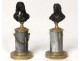 Pair of busts philosophical writers Molière bronze marble Sainte Anne nineteenth