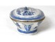 porcelain bowl blue pagodas China junks animals nineteenth century