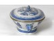 porcelain bowl blue pagodas China junks animals nineteenth century