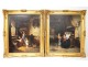 Pair HST children inside J.Martin scene farm animals nineteenth century