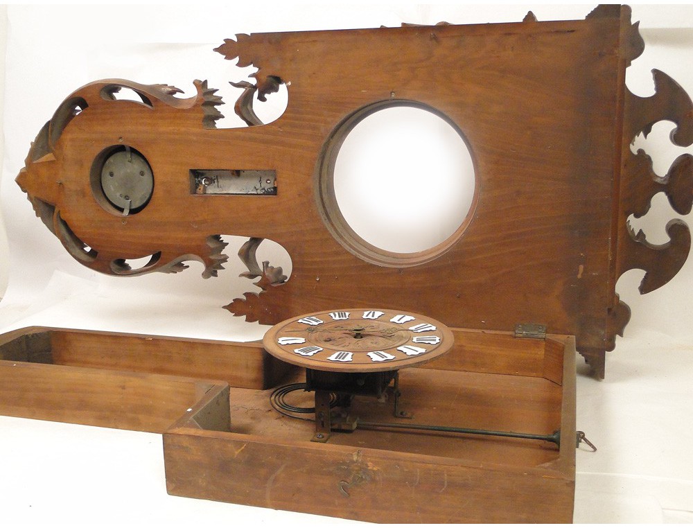 Pendulum Clock Henry II walnut barometer thermometer, 19th