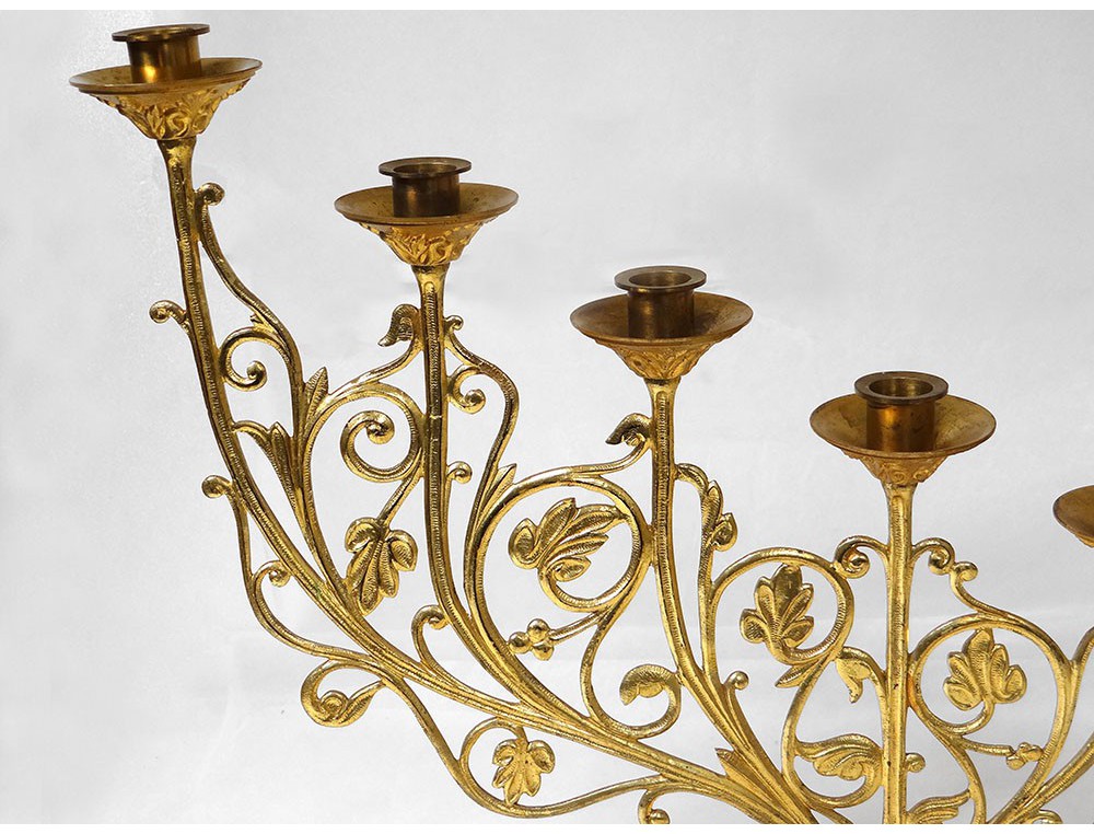 Set Of 3 Altar Candlesticks Candle Holder - Bronze - Period: XIXth Century  For Sale at 1stDibs