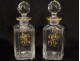 crystal liquor decanters pair carved gilt monogram nineteenth century Baccarat