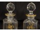 crystal liquor decanters pair carved gilt monogram nineteenth century Baccarat