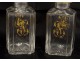 crystal liquor decanters pair carved gilt monogram nineteenth century Baccarat