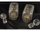 crystal liquor decanters pair carved gilt monogram nineteenth century Baccarat