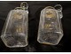 crystal liquor decanters pair carved gilt monogram nineteenth century Baccarat
