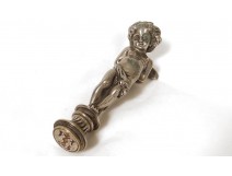 Seal stamp sculpture silver bronze cherub cherubic putti seal nineteenth