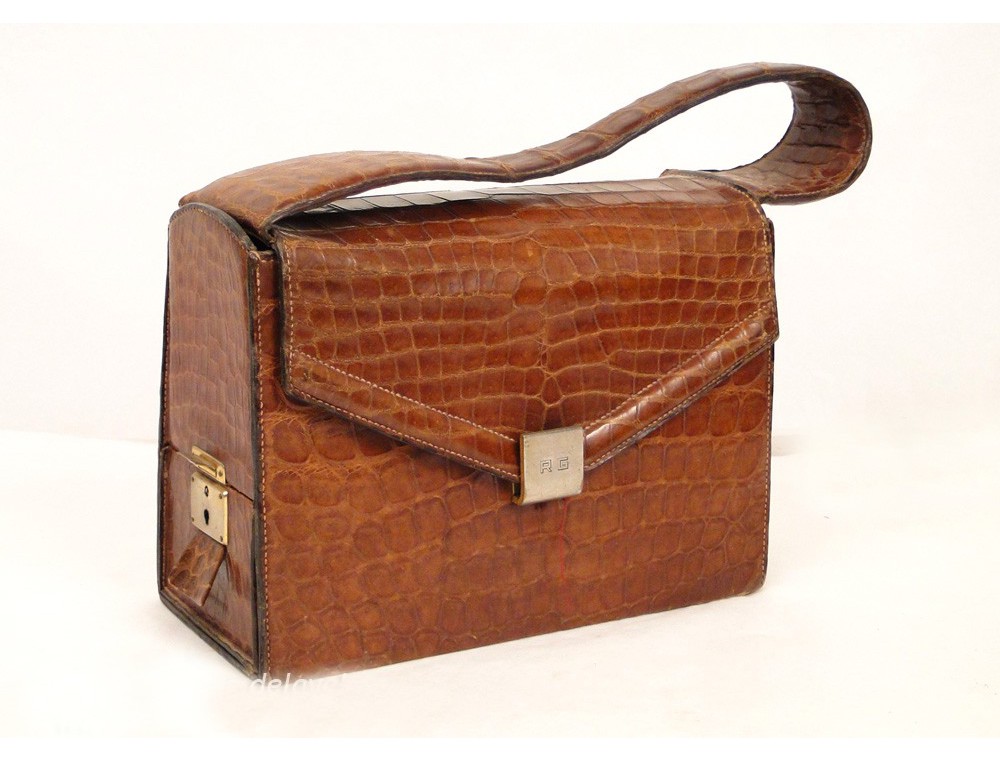 Hermes bag in genuine crocodile leather, Vintage, 20th
