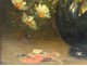 HST table still life bouquet flower vase Gérard frame gilded painting 19th