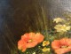 HST table still life bouquet flower vase Gérard frame gilded painting 19th