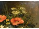 HST table still life bouquet flower vase Gérard frame gilded painting 19th