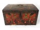 Safe box polychrome painted metal cups columns fruits seventeenth century