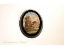 Micro mosaic medallion, Rome Italy Monument Grand Tower, 19th