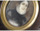 painted miniature portrait young woman Lace signed Laure nineteenth century