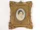 painted miniature brass frame young woman painting XIX century portrait