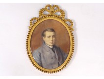 painted oval miniature portrait young man dress Adele Lallemand nineteenth